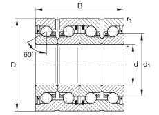 推力角接觸球軸承 ZKLN4075-2RS-2AP, 配對(duì)，雙向，兩側(cè)唇密封