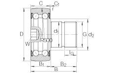 螺栓型滾輪 KR5204-2RS, 雙列，兩側唇密封