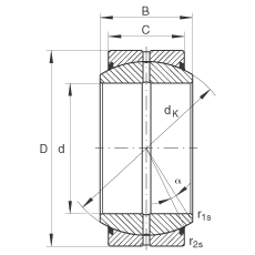 關(guān)節(jié)軸承 GE15-DO-2RS, 根據(jù) DIN ISO 12 240-1 標準, 需維護，兩側(cè)唇密封