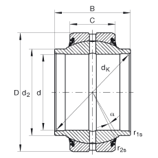 關節(jié)軸承 GE35-HO-2RS, 根據(jù) DIN ISO 12 240-1 標準, 需維護，兩側唇密封
