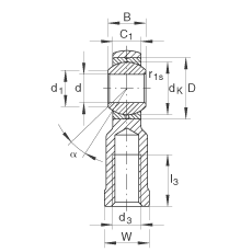 桿端軸承 GIKL12-PB, 根據(jù) DIN ISO 12 240-4 標準，帶左旋內(nèi)螺紋，需維護