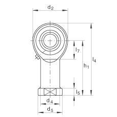 桿端軸承 GIKL12-PB, 根據(jù) DIN ISO 12 240-4 標準，帶左旋內(nèi)螺紋，需維護