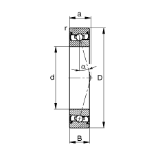 主軸軸承 HSS71910-C-T-P4S, 調節，成對安裝，接觸角 α = 15°，兩側唇密封，非接觸，加嚴公差