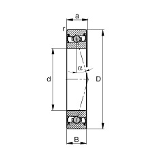 主軸軸承 HCS71910-C-T-P4S, 調(diào)節(jié)，成對安裝，接觸角 α = 15°，兩側(cè)唇密封，非接觸，限制公差
