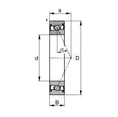 主軸軸承 HCS71922-E-T-P4S, 調節，成對或單元安裝，接觸角 α = 25°，兩側唇密封，非接觸，限制公差