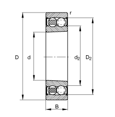自調(diào)心球軸承 2210-K-2RS-TVH-C3, 根據(jù) DIN 630 標準的主要尺寸, 錐孔，錐度 1:12，兩側(cè)唇密封