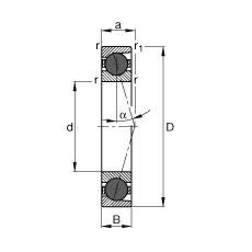主軸軸承 HCB7006-C-T-P4S, 調節，成對或單元安裝，接觸角 α = 15°，陶瓷球，限制公差