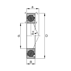 主軸軸承 HCB7006-E-T-P4S, 調(diào)節(jié)，成對或單元安裝，接觸角 α = 25°，陶瓷球，限制公差