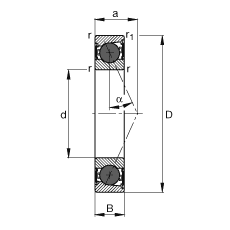 主軸軸承 HCB7016-E-2RSD-T-P4S, 調節，成對或單元安裝，接觸角 α = 25°，陶瓷球，兩側唇密封，非接觸，限制公差